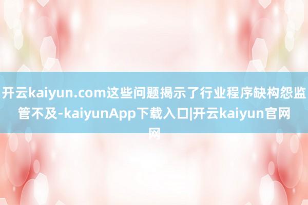 开云kaiyun.com这些问题揭示了行业程序缺构怨监管不及-kaiyunApp下载入口|开云kaiyun官网