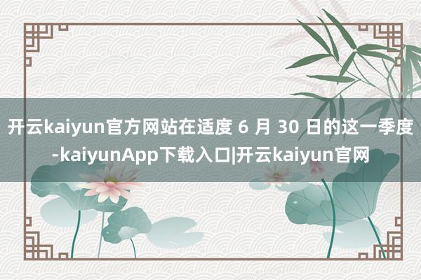 开云kaiyun官方网站在适度 6 月 30 日的这一季度-kaiyunApp下载入口|开云kaiyun官网